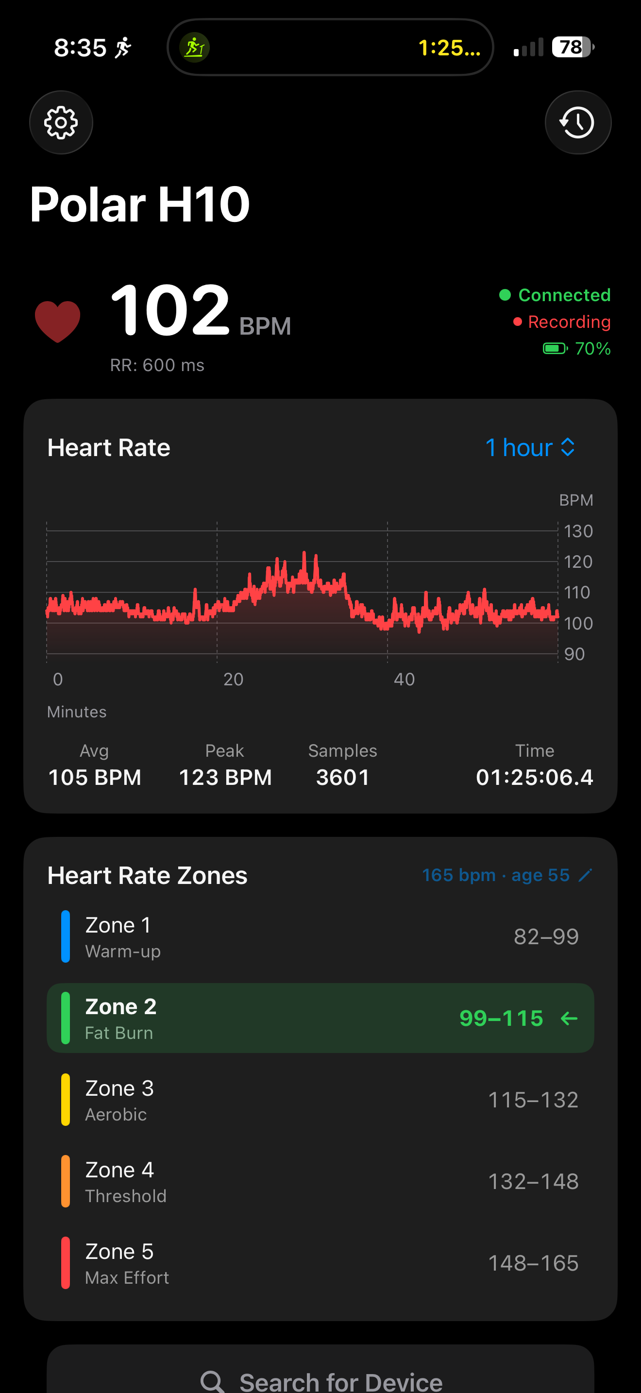 HeartTrackPro Session History