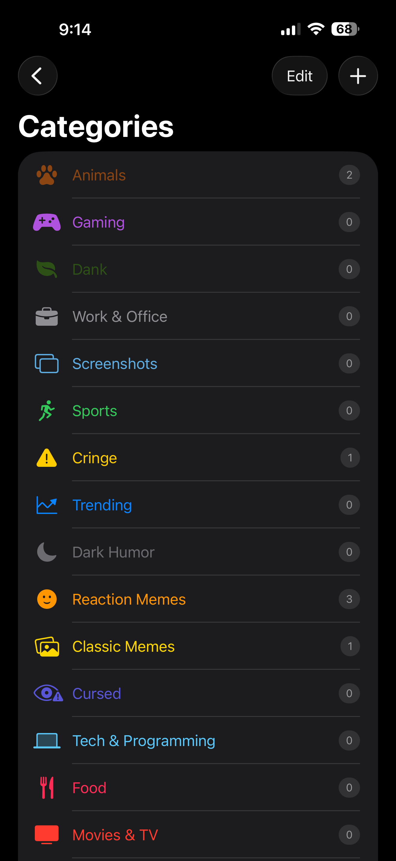 MemeCatcher Categories